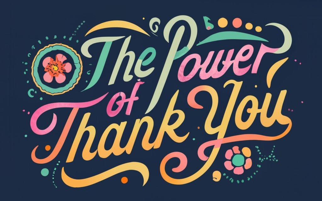 Colorful Text with wording "The Power of Thank You"